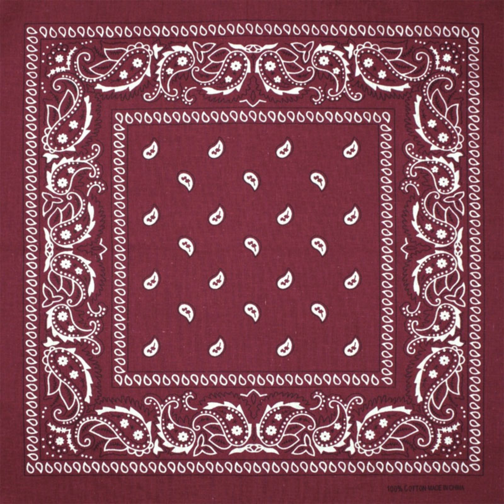 Бандана Огурцы бело-черные на бордовом фоне