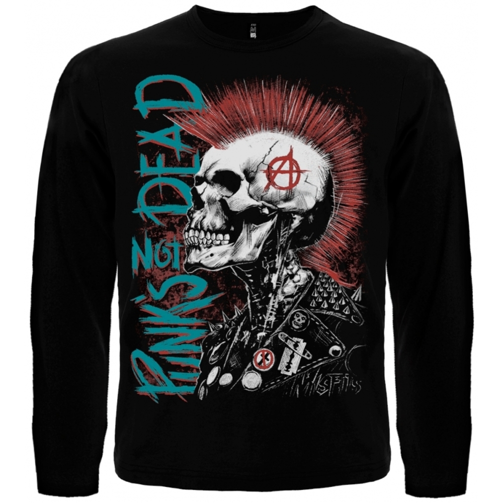Лонгслив Punk's Not Dead (скелет с ирокезом)