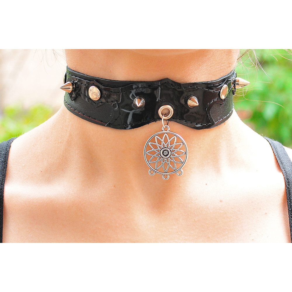 Кожаный чокер (ar-006) с кулоном Ловец снов