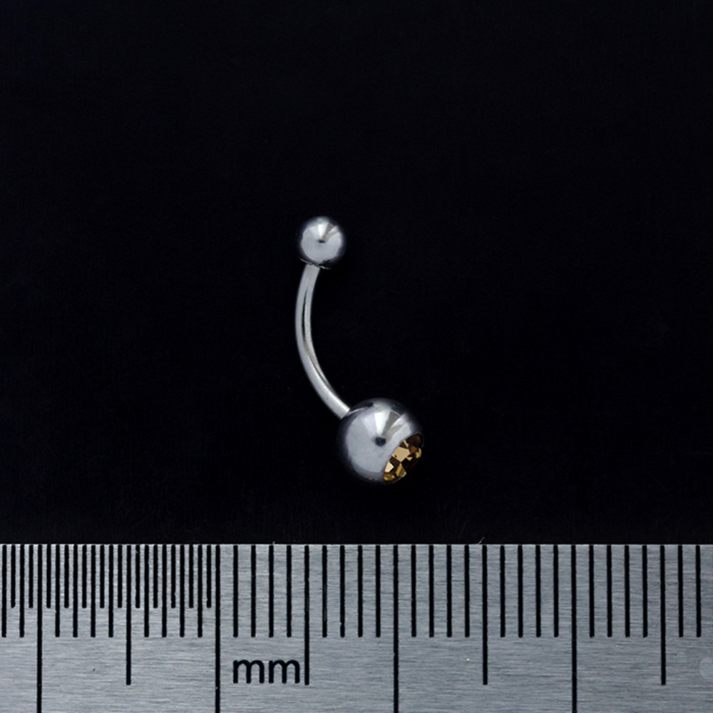 Банан (хир.сталь, цвет стальной, камень желтый(бровь, интим, ухо)(b-022)