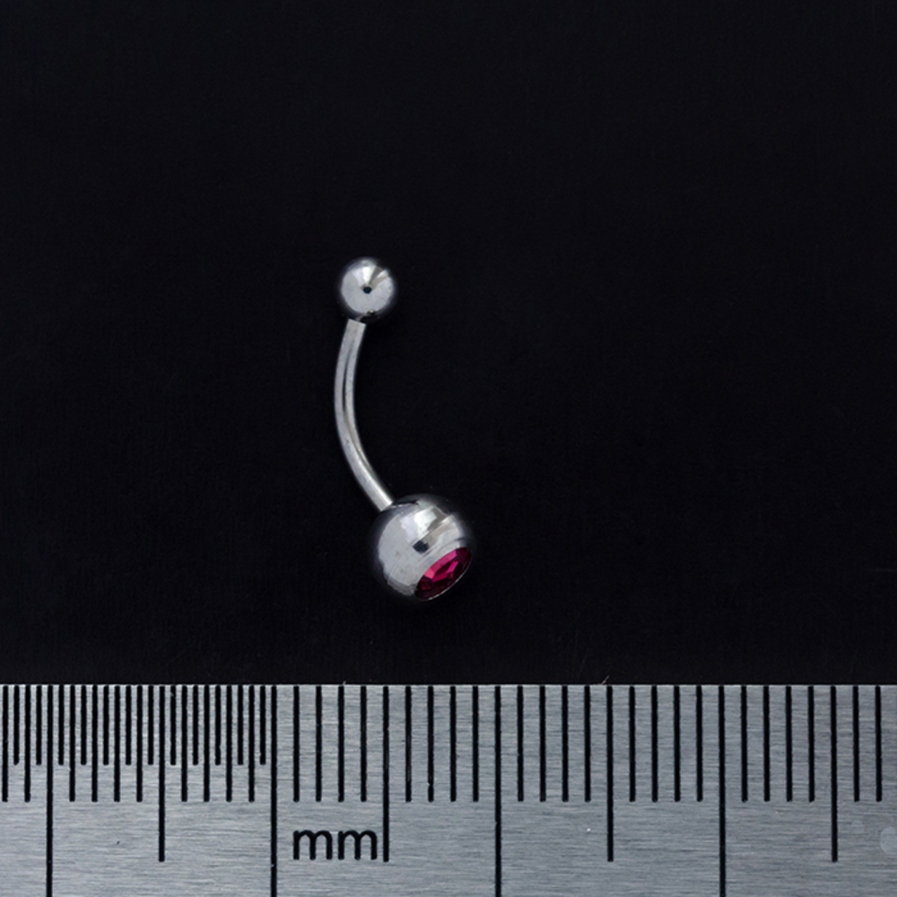 Банан (хир.сталь, цвет стальной, камень розовый(бровь, интим, ухо)(b-025)