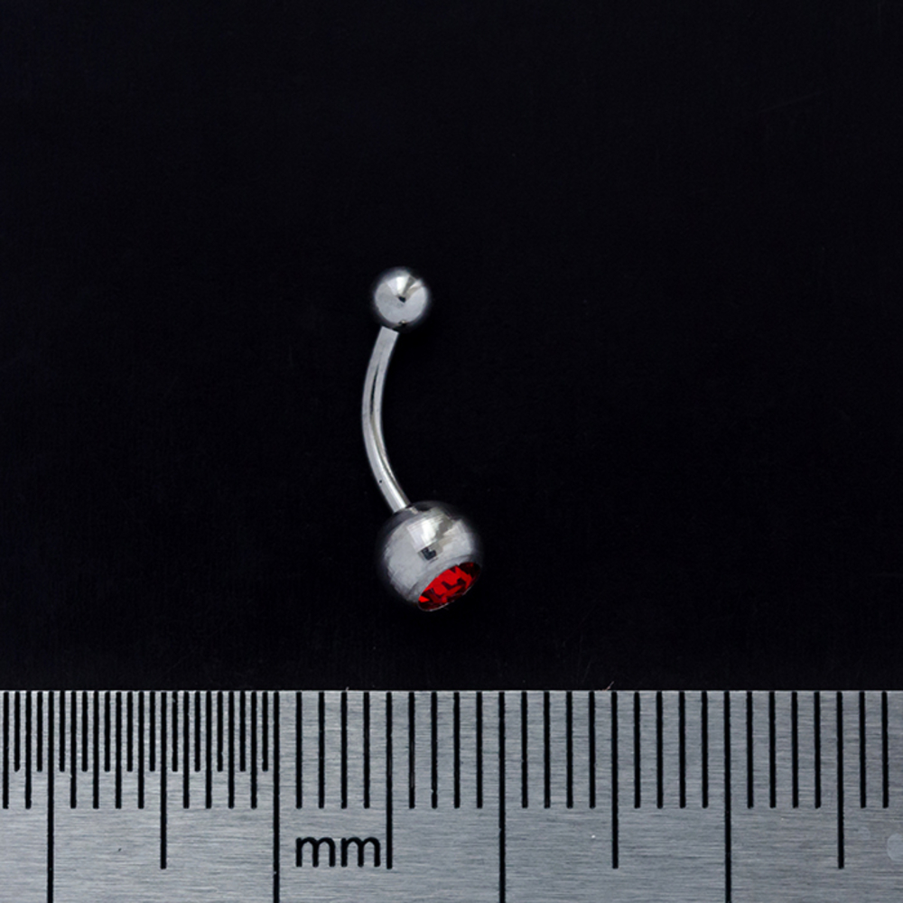 Банан (хир.сталь, цвет стальной, камень красный(бровь, интим, ухо)(b-024)
