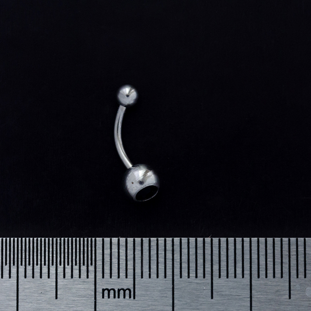 Банан (хир.сталь, цвет стальной, камень черный(бровь, интим, ухо)(b-029)