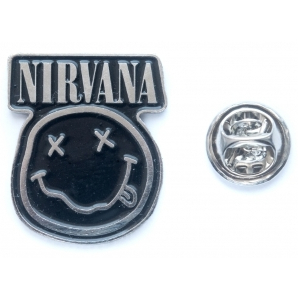 Пин (значок) фигурный Nirvana (smile (черно-белый))