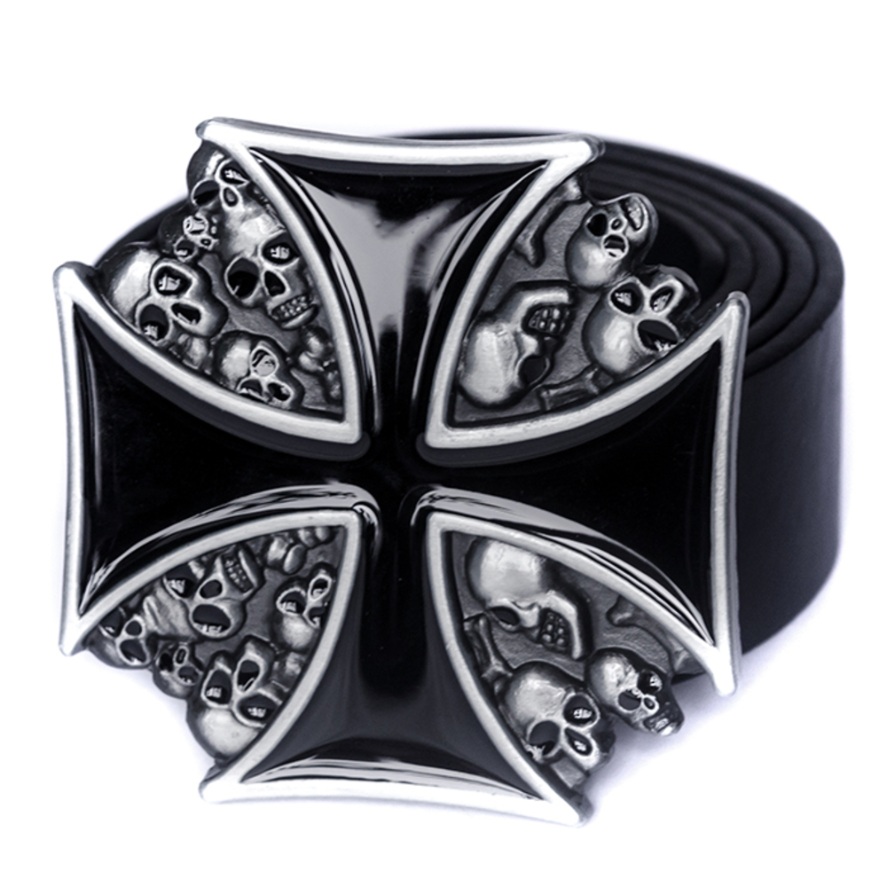 Пряжка "Крест Тамплиерский с черепами", Комплект поставки товара Пряжка + ремень (натуральная кожа) Пряжка "Крест Тамплиерский с черепами", Комплект поставки товара Пряжка + ремень (натуральная кожа)
