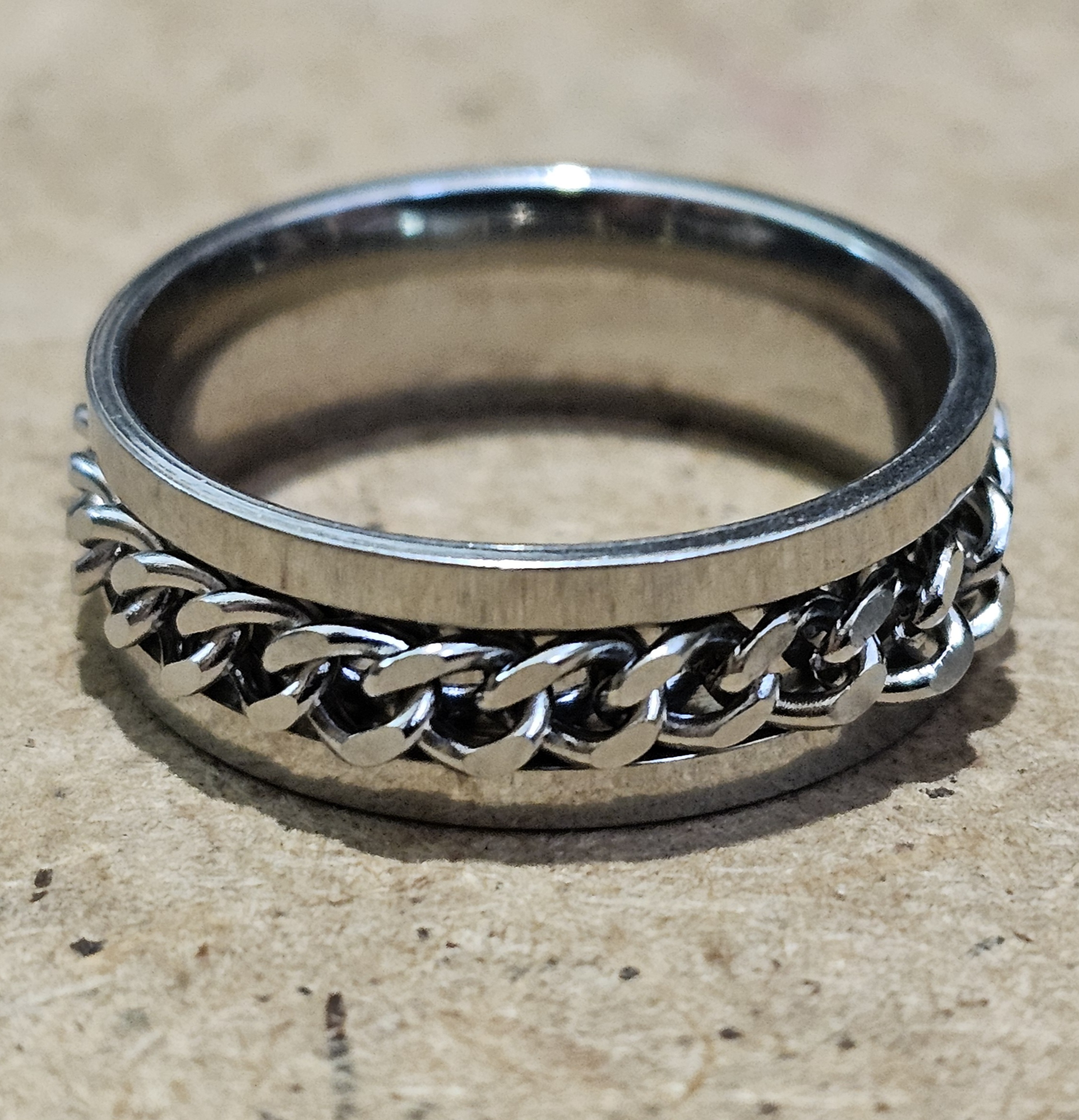 Кільце З ланцюжком (сталевий колір) (rnc-002)