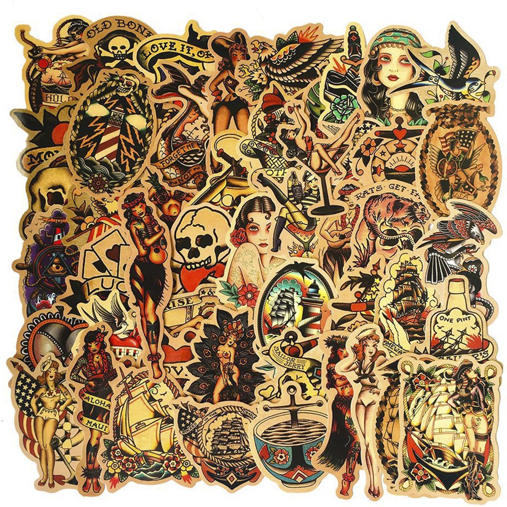 Набор стикеров Old School Tattoo-2 (stk-024) (50 шт.)