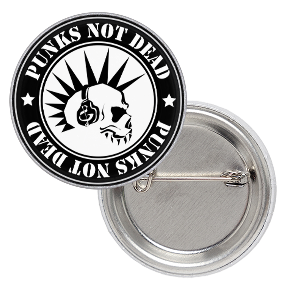 Значок Punk’s Not Dead (череп в наушниках) Значок Punk’s Not Dead (череп в наушниках)