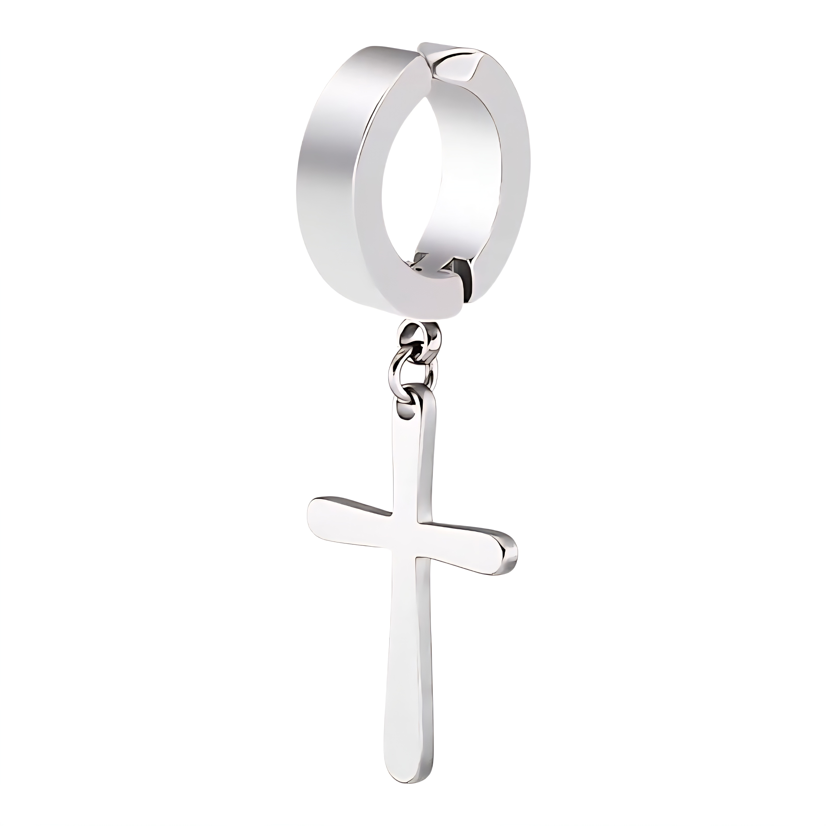 Сережка-обманка з підвіскою Хрест (хір.сталь, сталевий) (ea-173)