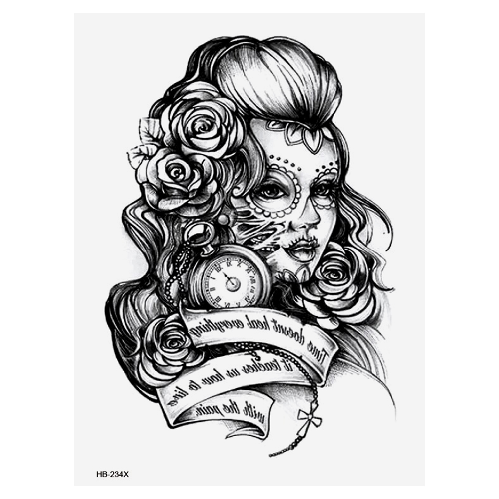 Временная тату Муерте (карманные часы) (HB-234X, 21x15 см)