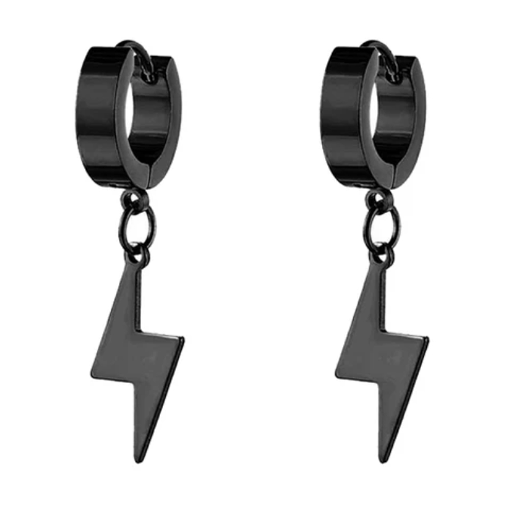 Сережка з блискавкою (титан, чорний) ea-097