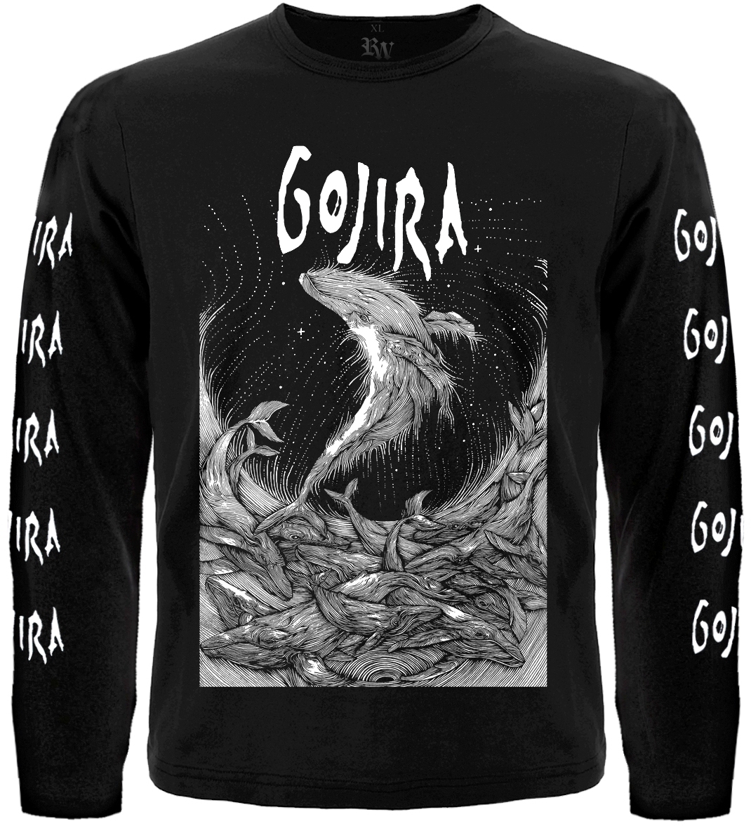 Футболка з довгим рукавом Gojira (Woodblock Whales)