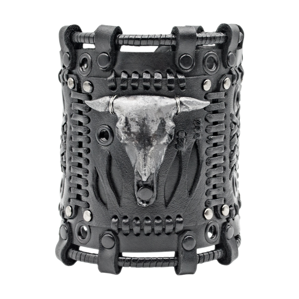 Браслет Стімпанк з черепом бика, чорний (bsp-74) Браслет Стімпанк з черепом бика, чорний (bsp-74)