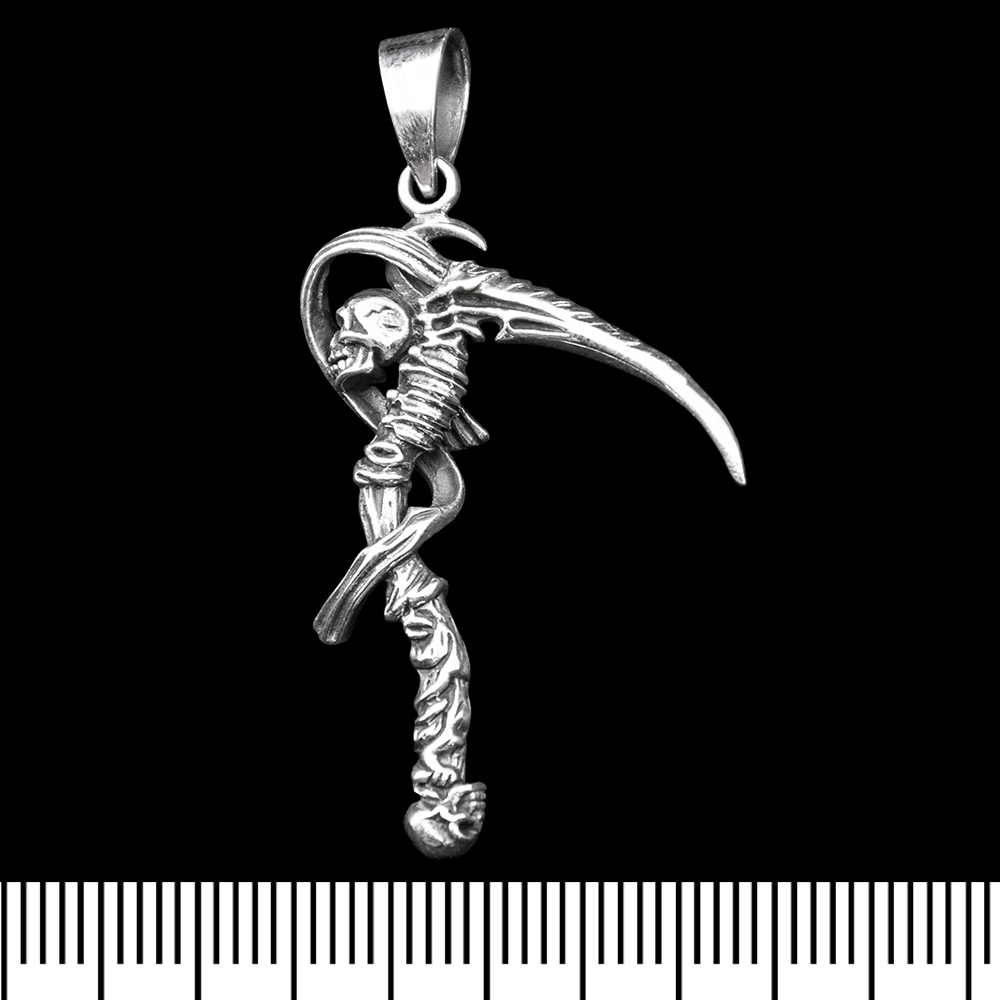 Кулон Коса смерті з черепами (срібло, 925 проба) (sp-240)