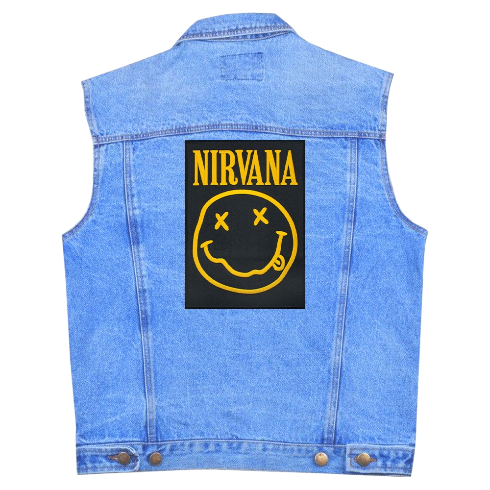 Нашивка термо Nirvana (logo and smile) наспинна прямокутна (thps-008) Нашивка термо Nirvana (logo and smile) наспинна прямокутна (thps-008)