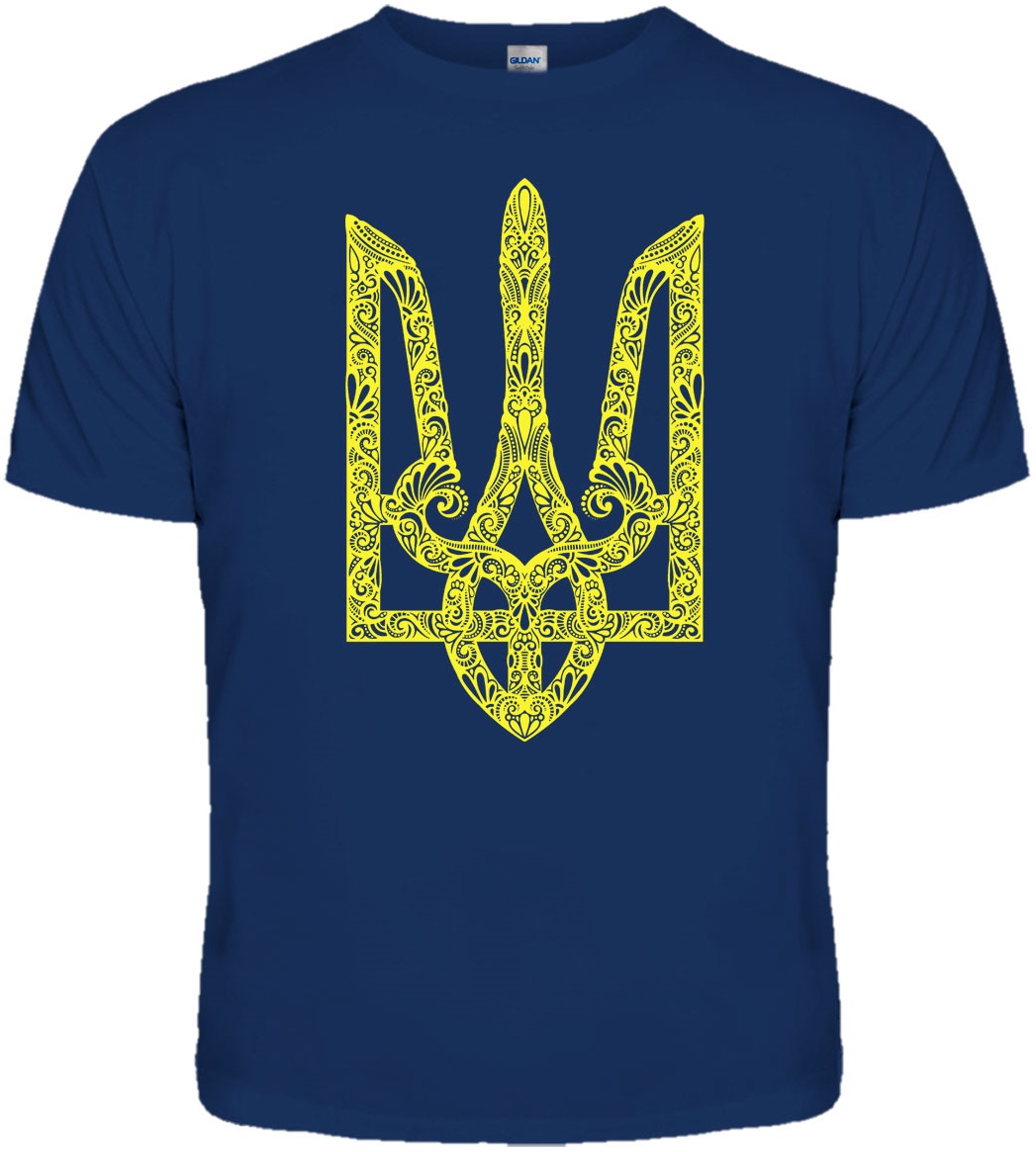 Футболка Тризуб - Слава Україні! Героям Слава! (синя футболка)