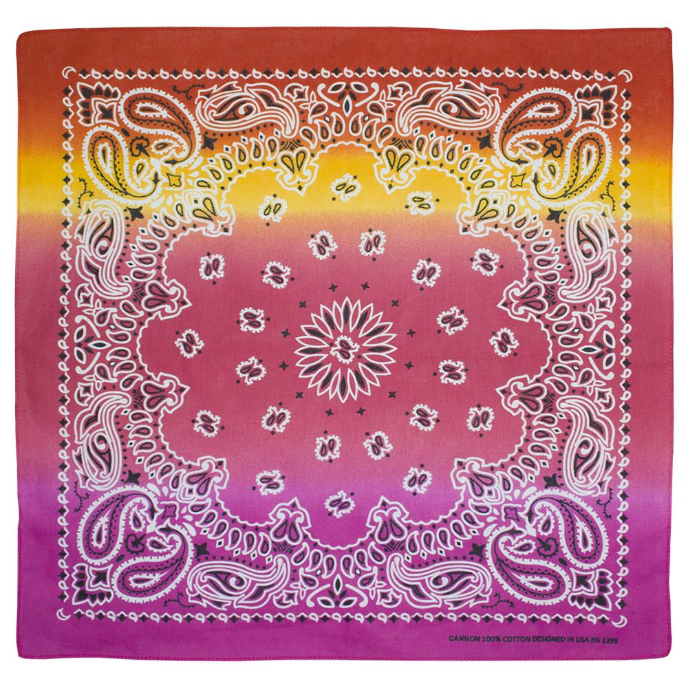 Бандана Огурцы двойные бело-черные на малиново-желтом фоне