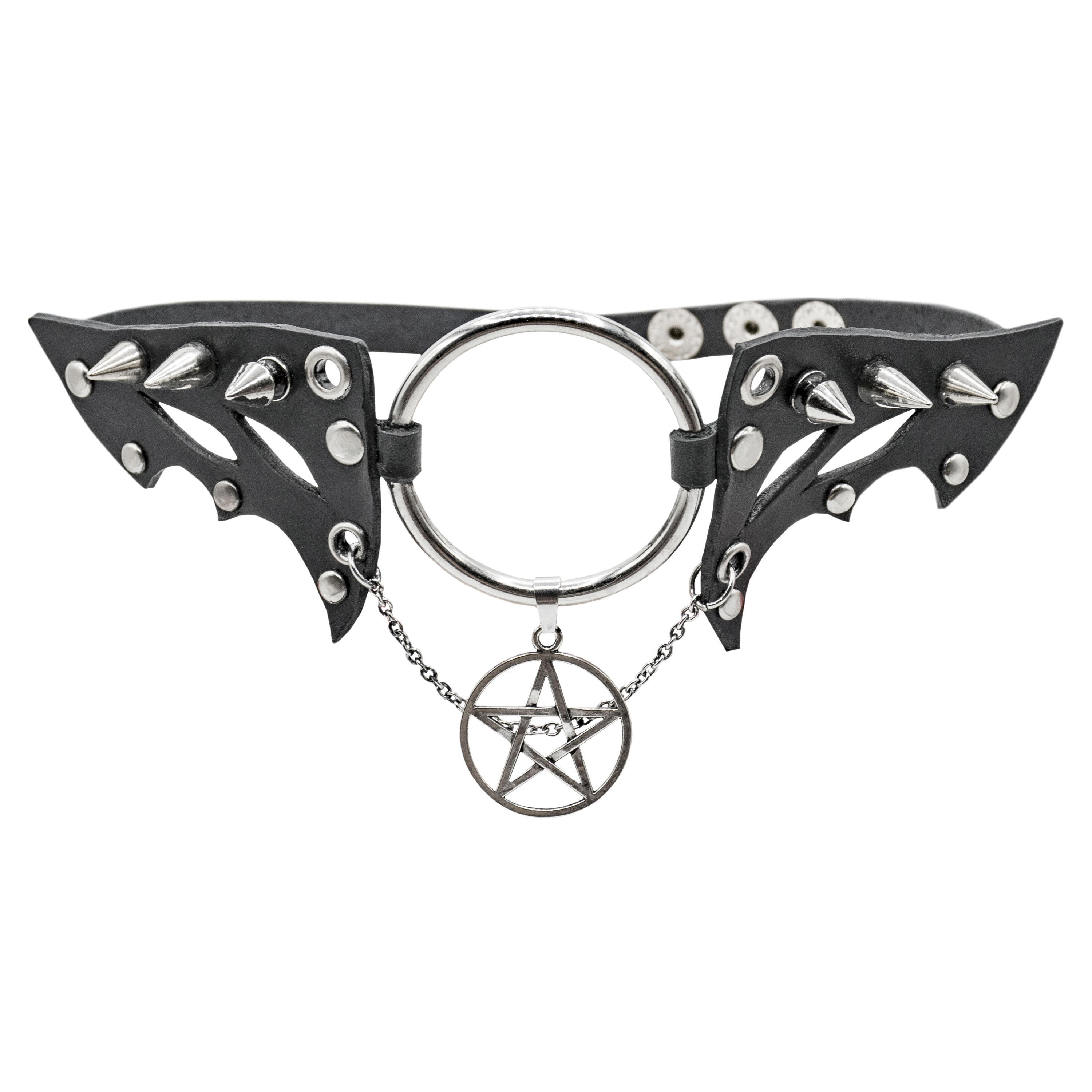 Шкіряний чокер Gothic Wings Pentagram (csl-017)