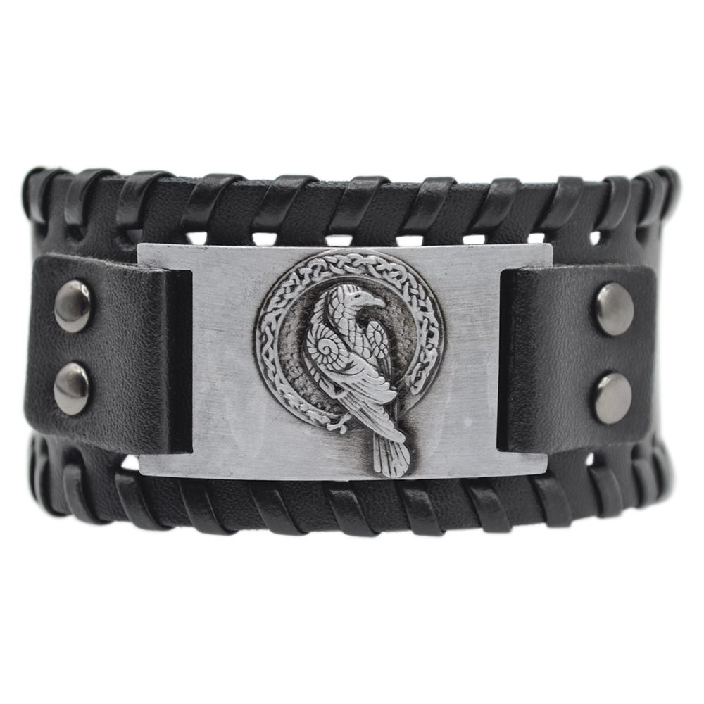 Браслет із металевою вставкою Ворон Одіна (bpm-011)