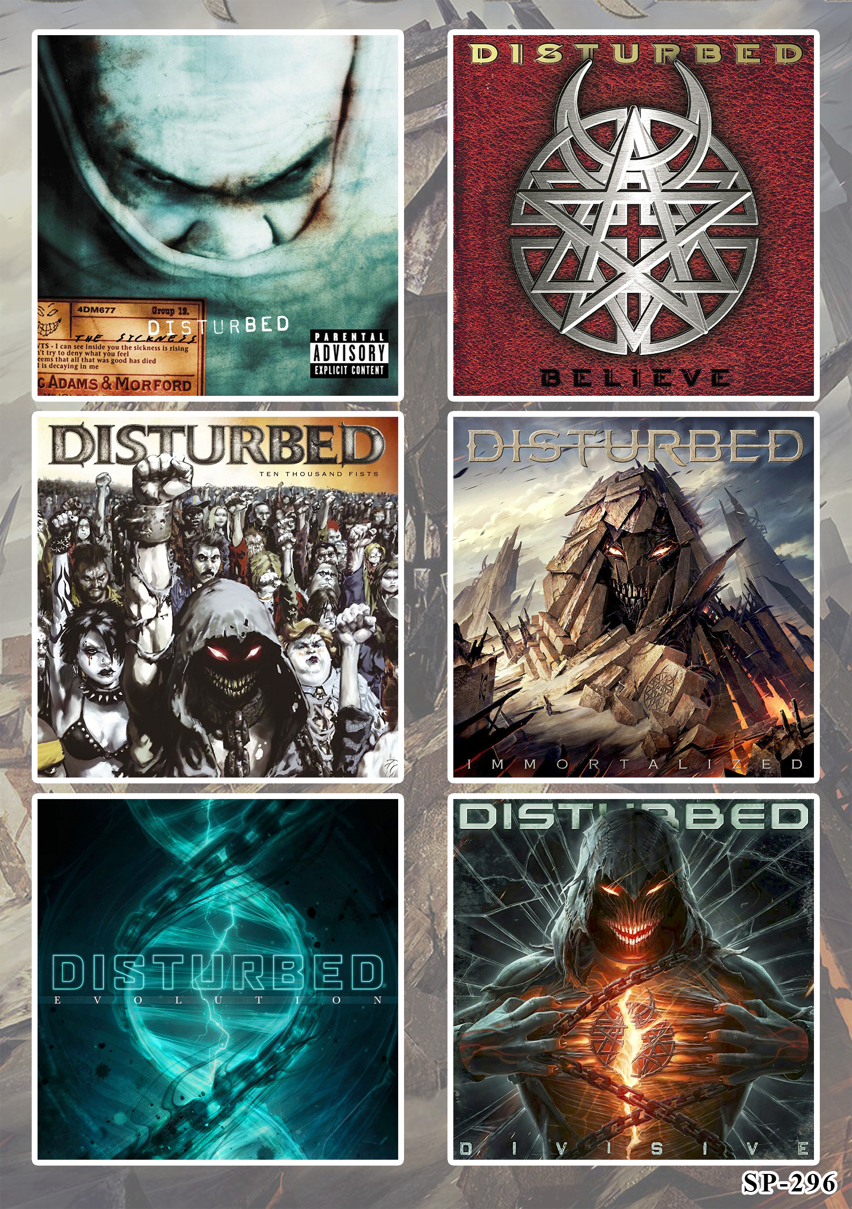 Стікерпак Disturbed (album covers) - SP-296
