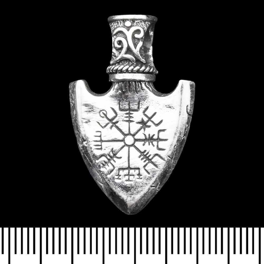 Кулон Наконечник стріли з Валкнутом та Вегвізиром (срібло, 925 проба) (sp-245)