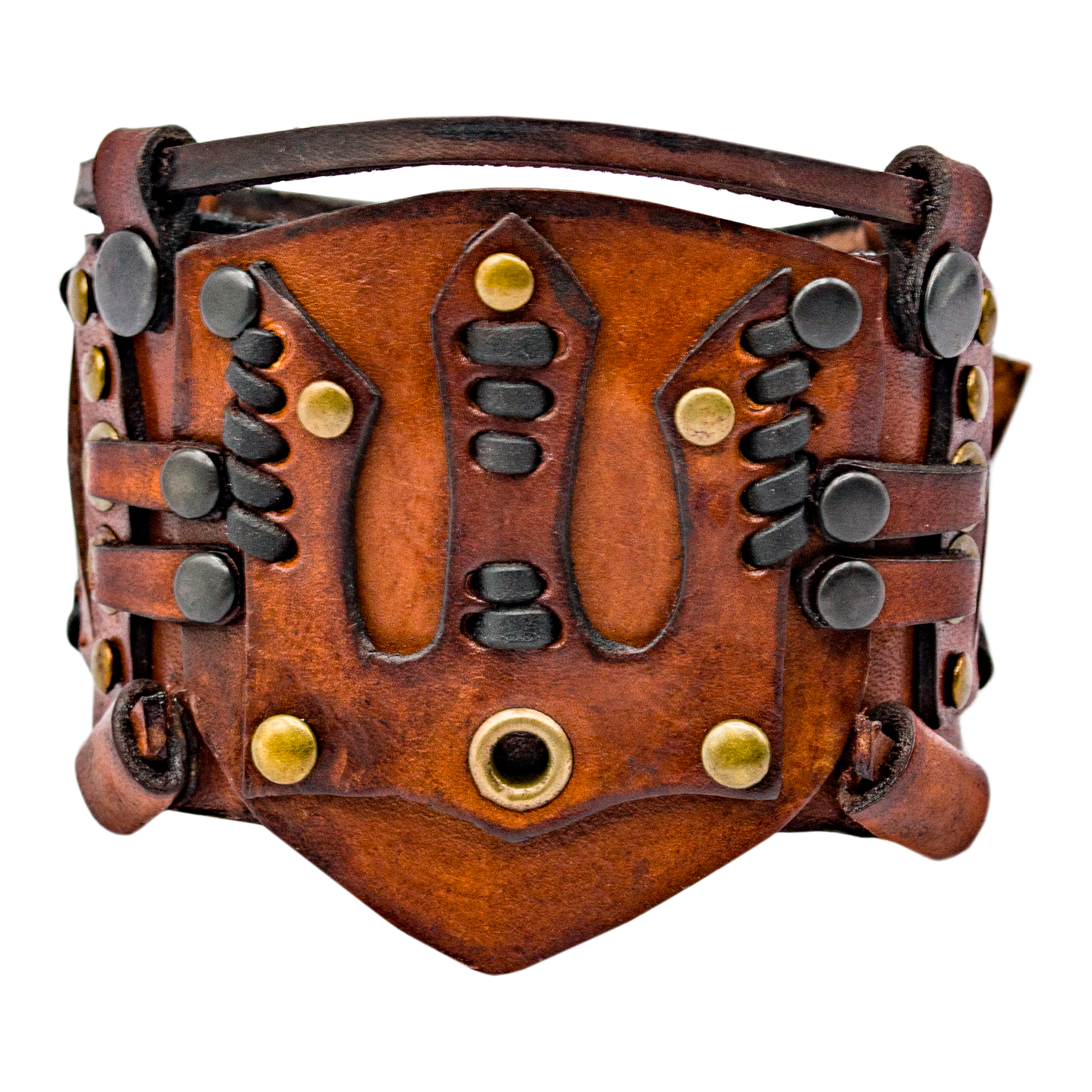 Браслет Стімпанк Тризуб (шкіряний) коричневий bsp-78