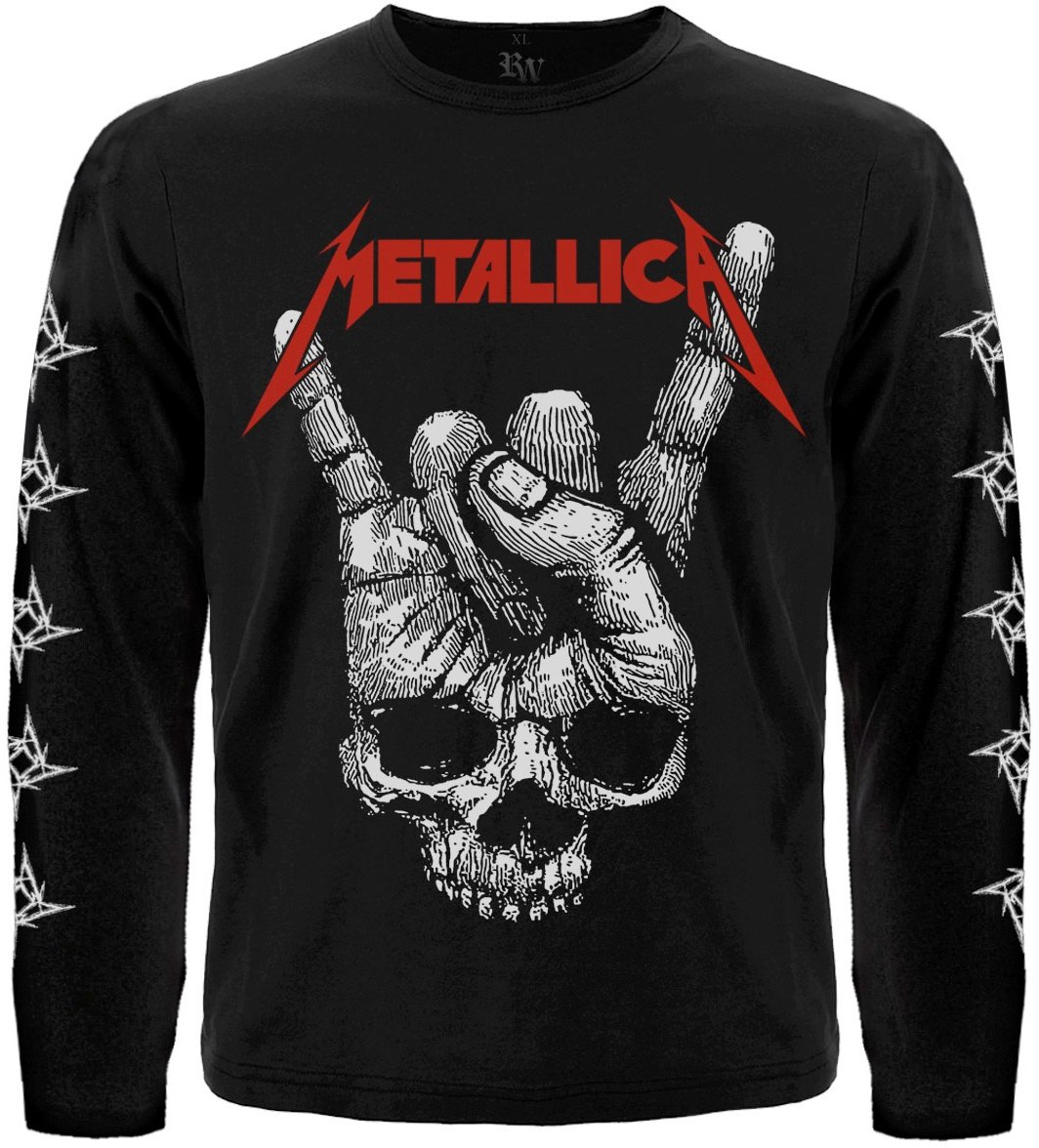 Футболка з довгим рукавом Metallica (Skull Sign of the Horns) (з друком на рукавах)