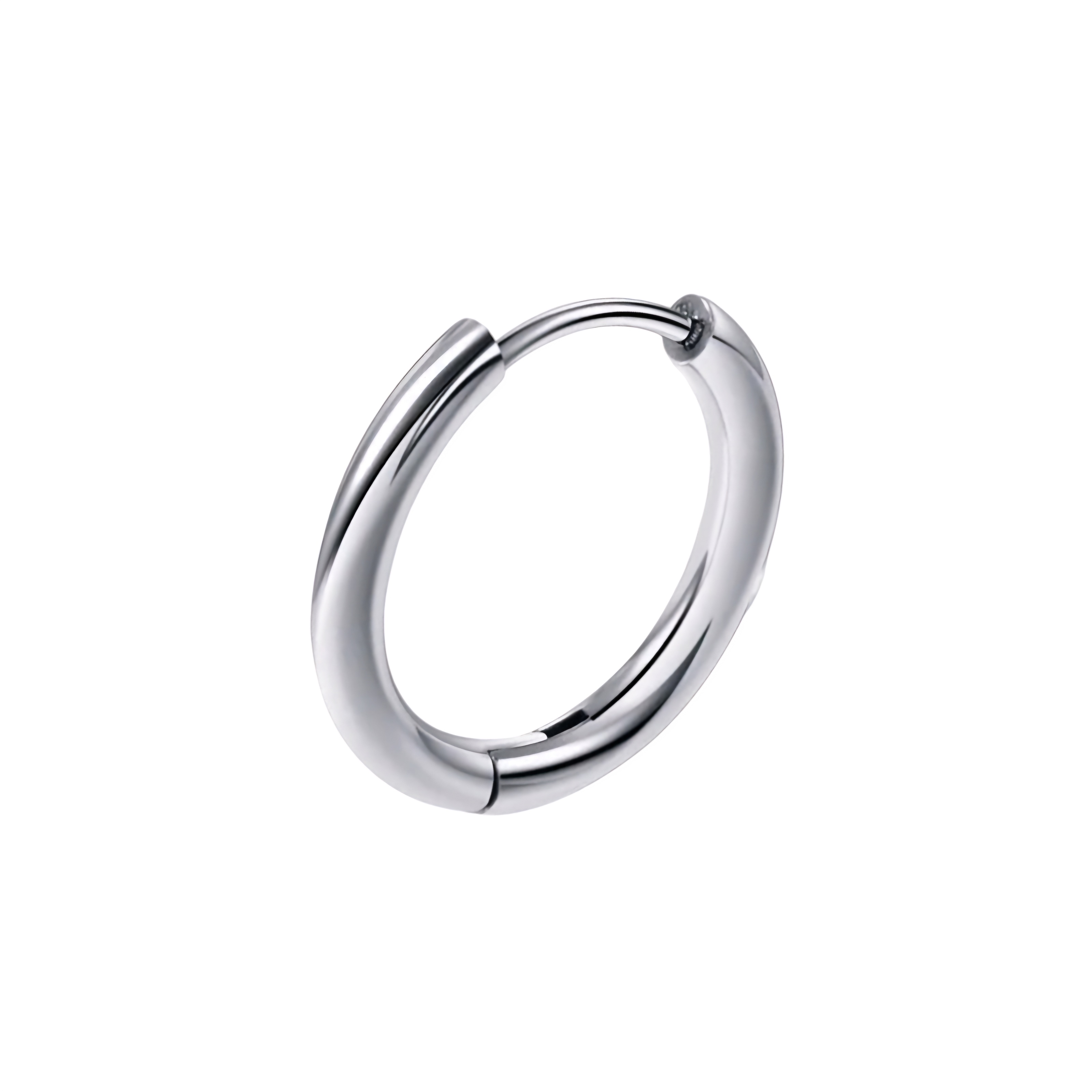 Сережка-кільце хард обманка (хір.сталь, колір сталевий, 17 мм) ea-141