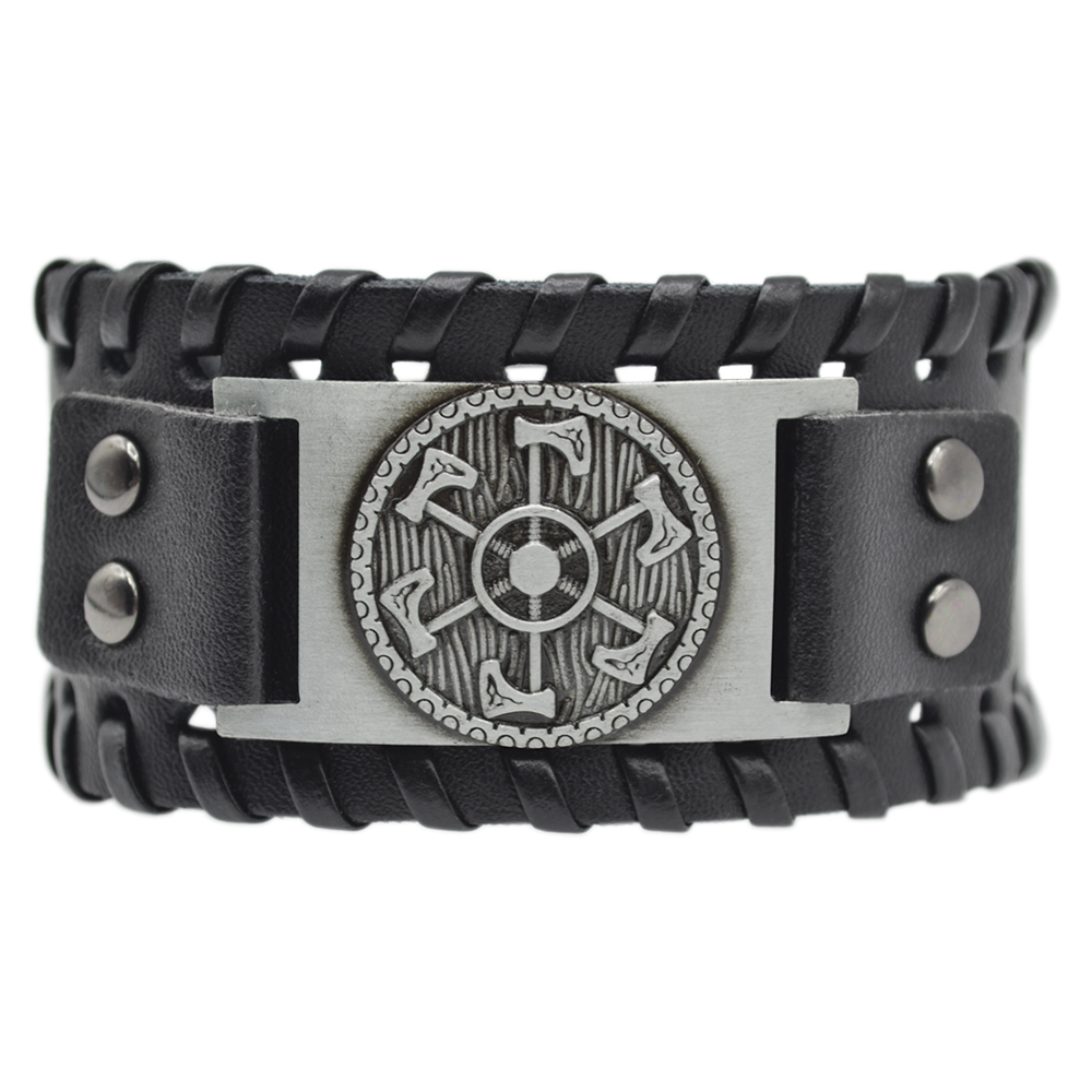 Браслет із металевою вставкою Щит Перуна (bpm-010)