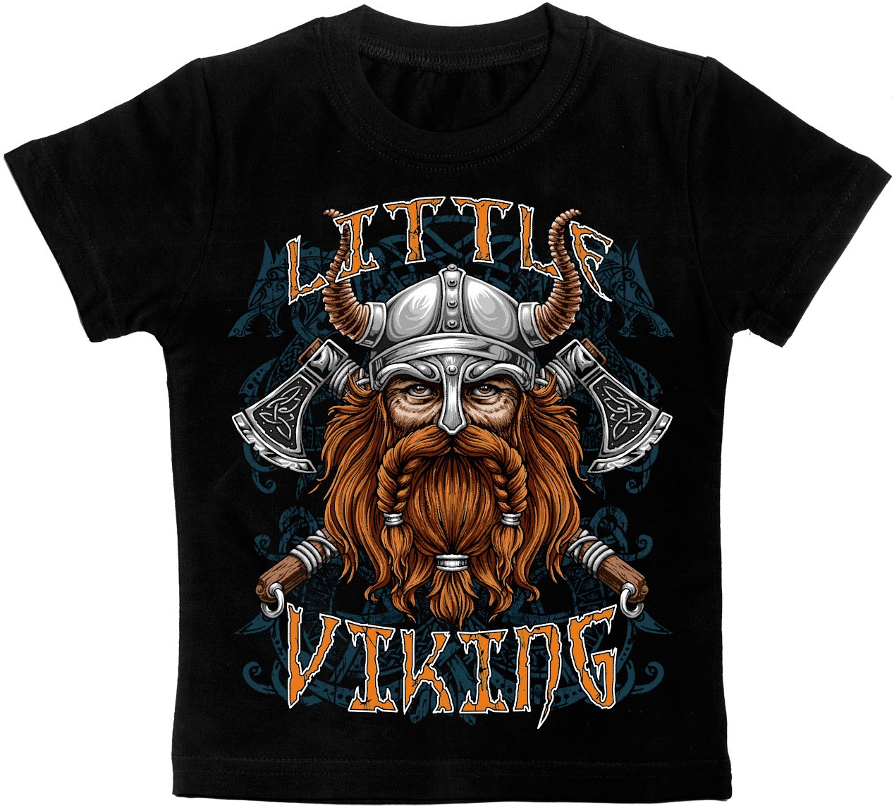 Детская футболка Little Viking черная