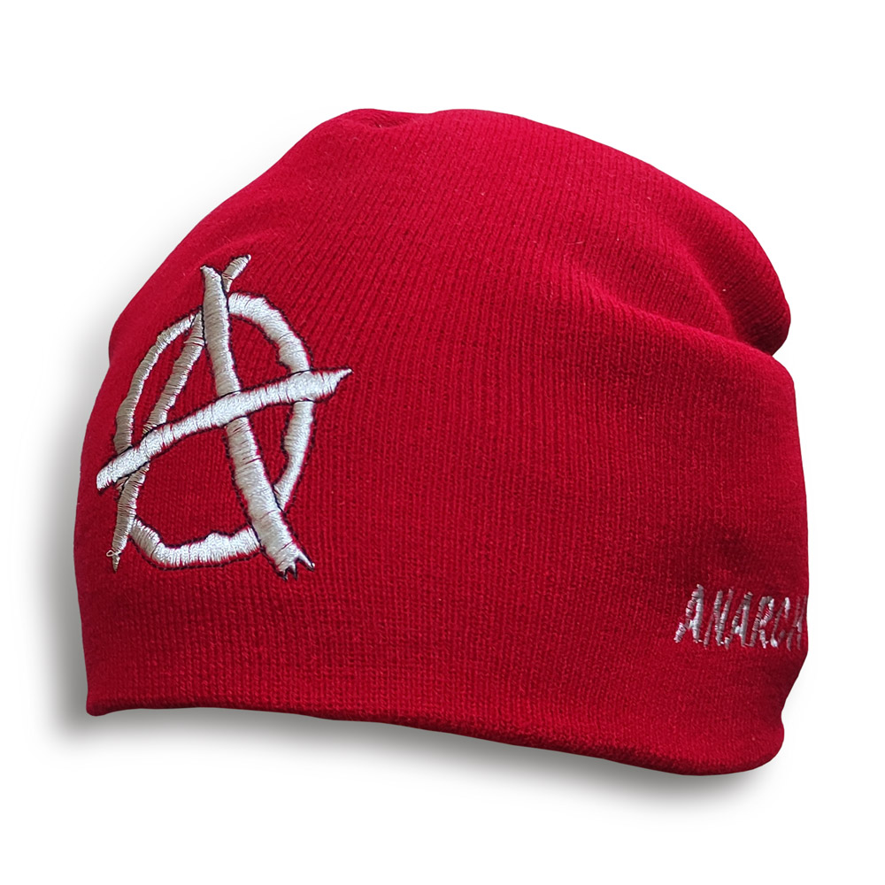 Шапка з вишивкою Anarchy (червона)