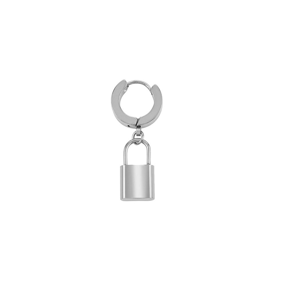 Сережка з підвіскою навісний замок (хір.сталь, сталевий) (ea-025)
