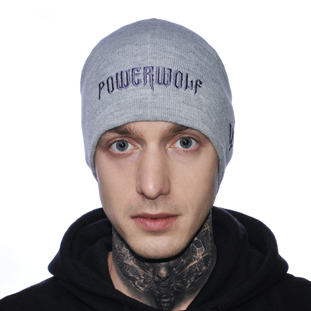 Шапка с вышивкой Powerwolf серая