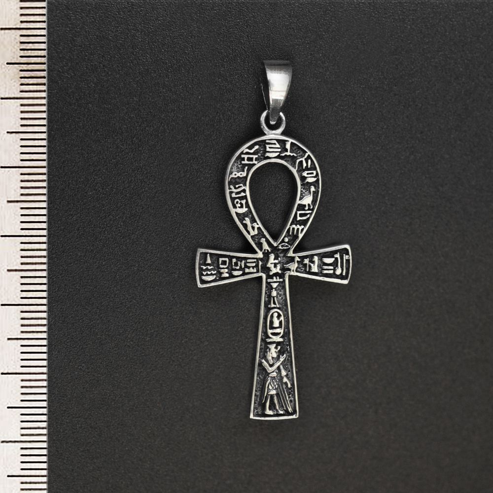 Кулон Анкх з єгипетськими ієрогліфами (срібло, 925 проба) (sp-007)