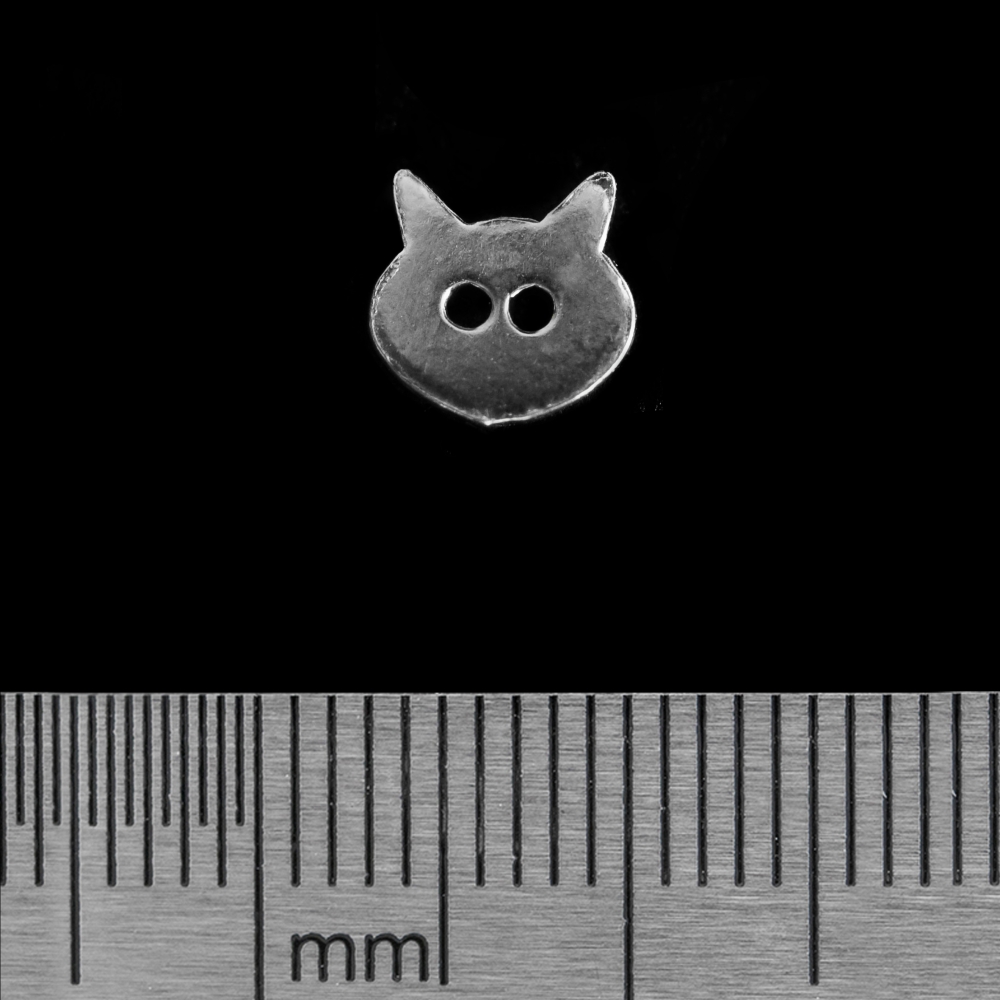 Серьга-гвоздик Кот (голова) (серебро, 925 проба)