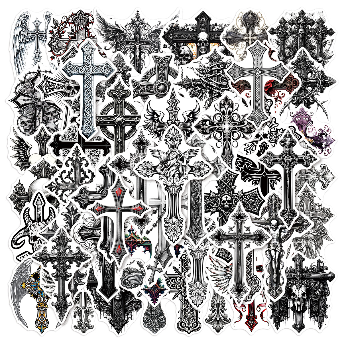 Набір стікерів Gothic Crosses (stk-107), 52 шт.